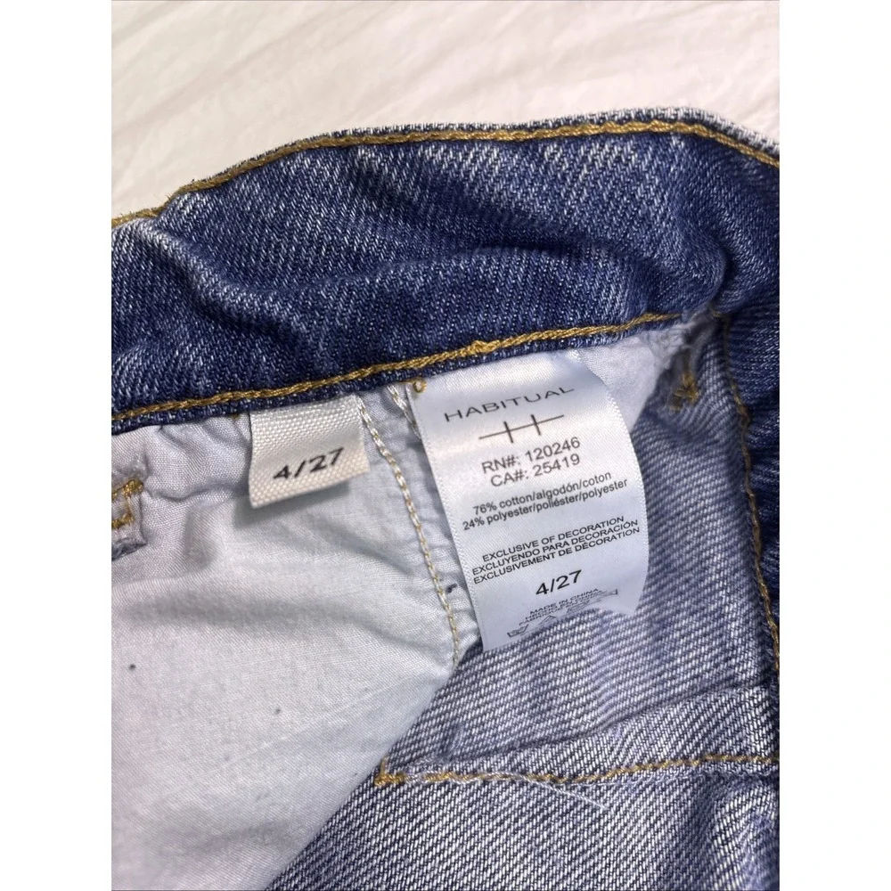 Habitual Jeans Womens 4/27 Blue Wide Leg Pleated High Rise LONG BOHO Y2K